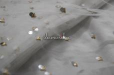 60 Grams Silver Sequins Latkan design on Dyeable Nylon Net Fabric 44inch